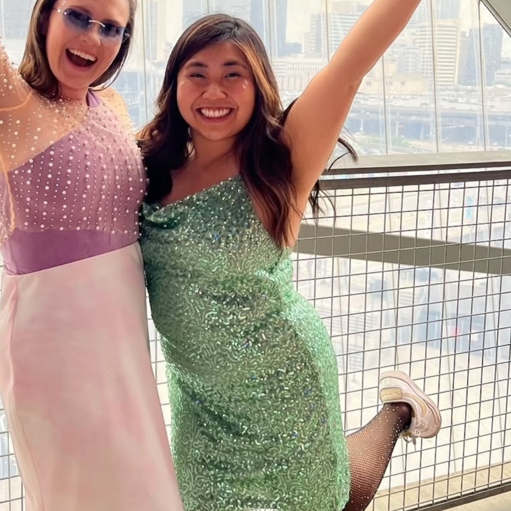 Green sequin Dress spaghetti strap